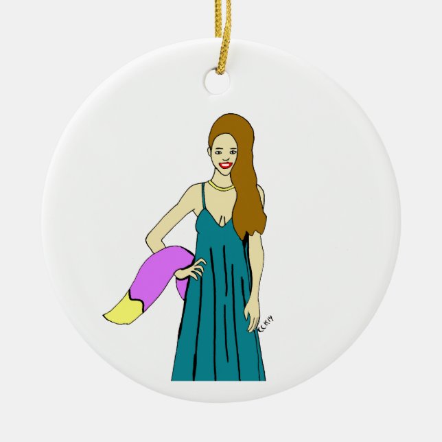 foxy girl    ceramic tree decoration (Front)