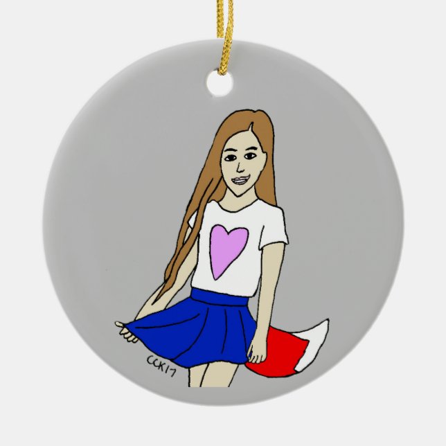 foxy girl  ceramic tree decoration (Front)