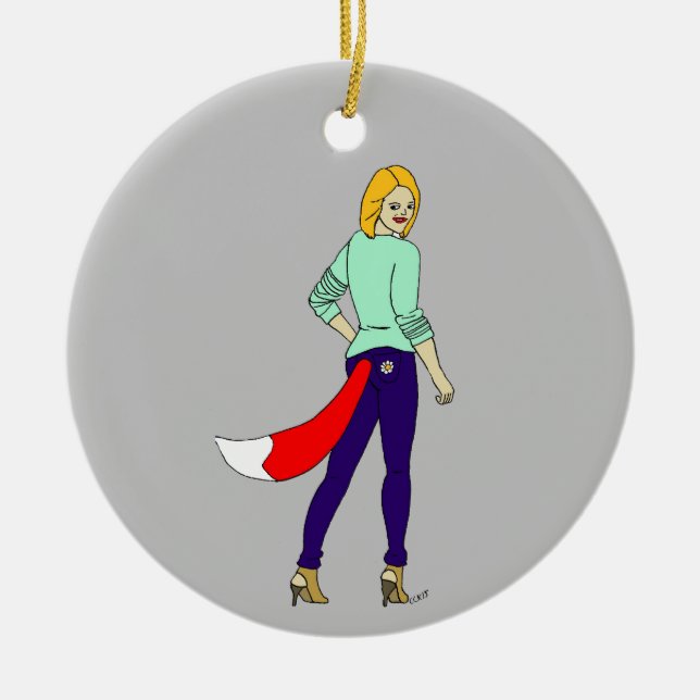 foxy girl    ceramic tree decoration (Front)