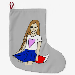 foxy girl  large christmas stocking