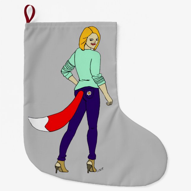 foxy girl  large christmas stocking (Front)
