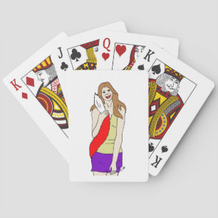 foxy girl playing cards