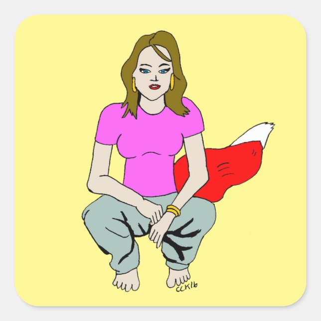 foxy girl     square sticker (Front)