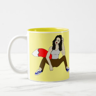 foxy girl Two-Tone coffee mug