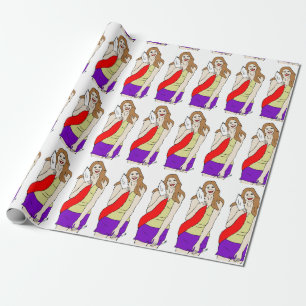 foxy girl wrapping paper