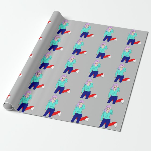 foxy girl   wrapping paper (Unrolled)