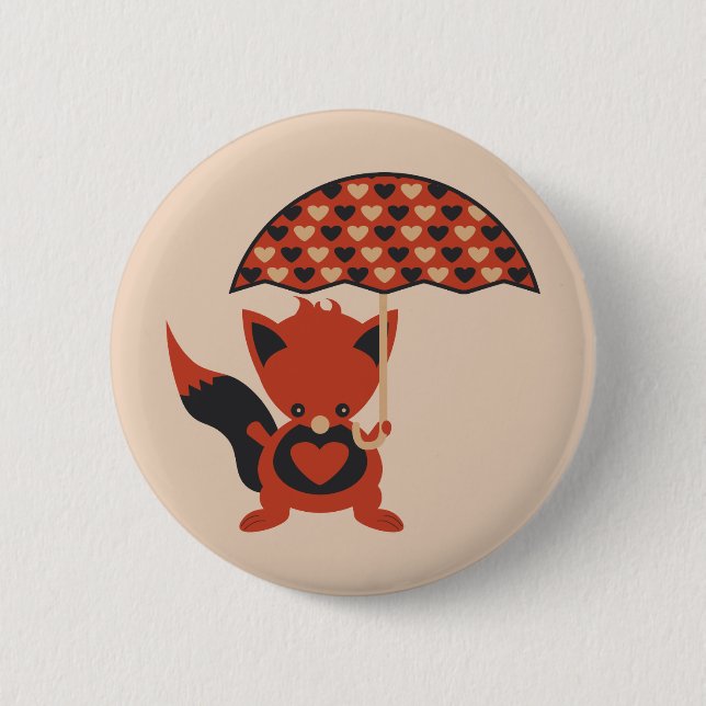 Foxy Hearts 6 Cm Round Badge (Front)