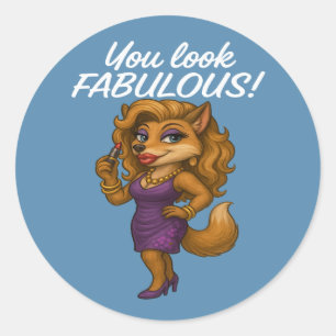 Foxy in Purple Classic Round Sticker