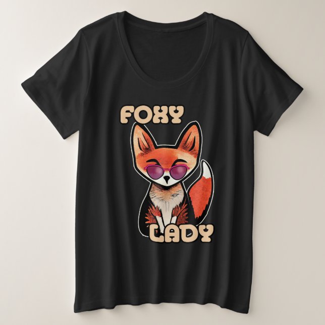 Foxy Lady | Cute Fox Plus Size T-Shirt (Design Front)