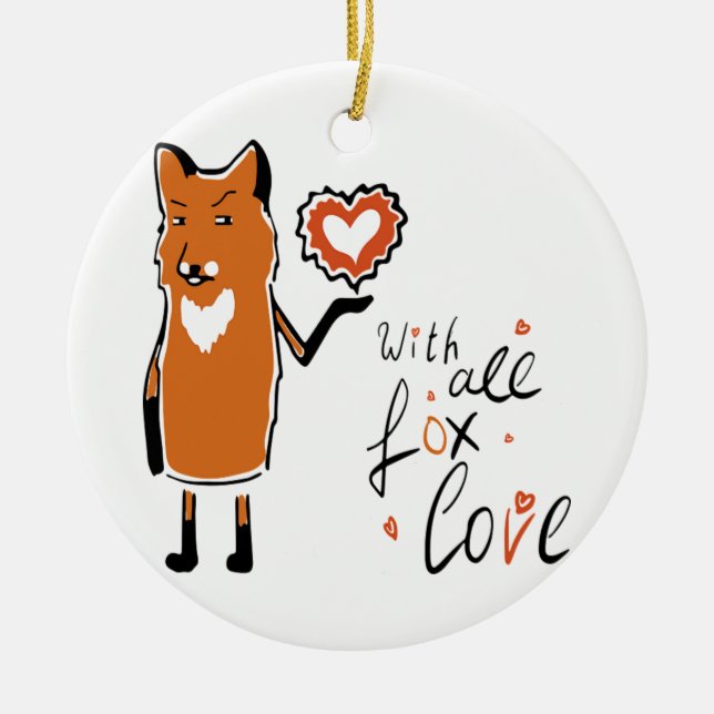 Foxy Love Ceramic Tree Decoration (Front)