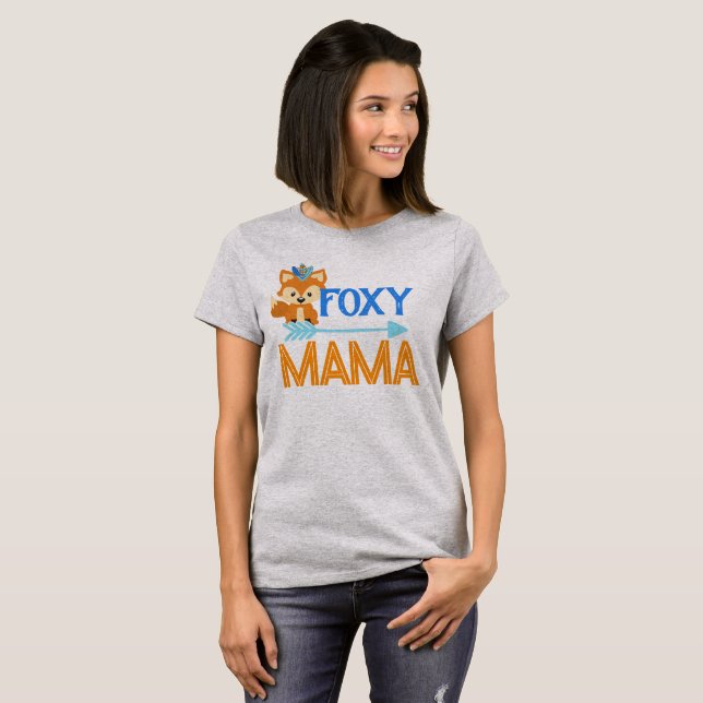 Foxy Mama Wild One Blue Woodland Party T-Shirt (Front Full)