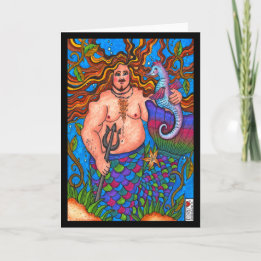 Foxy Merman with a Seahorse Card