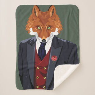 Foxy Portrait Sherpa Blanket
