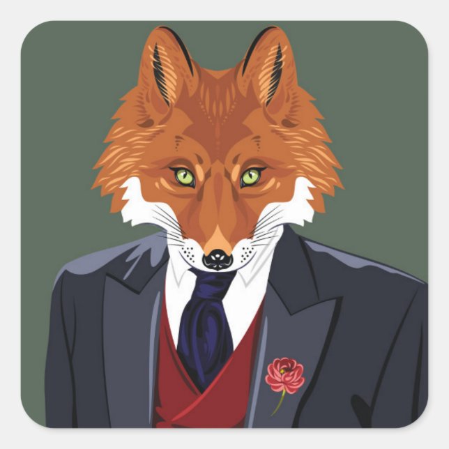 Foxy Portrait Square Sticker (Front)