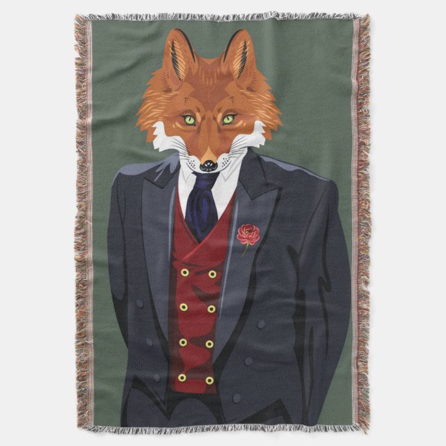 Foxy Portrait Throw Blanket (Front Vertical)