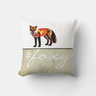 foxy red fox pillow art with text