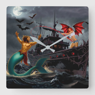 Foxy Roxy Vampire Rebel-High Seas Square Wall Clock