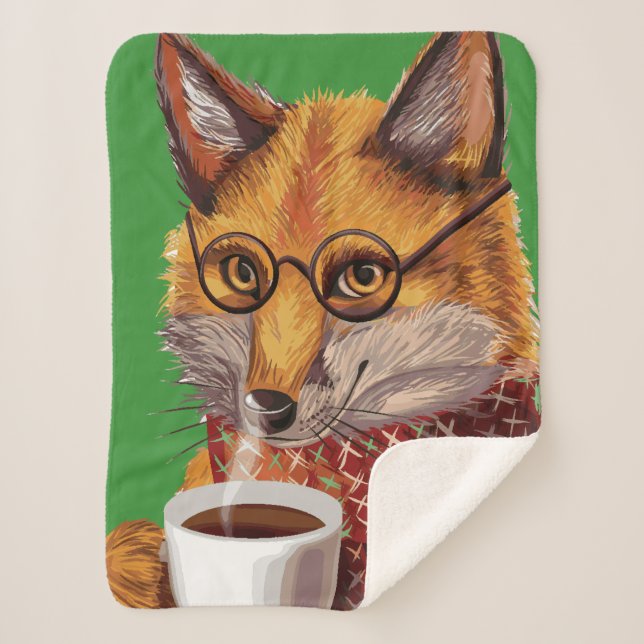 Foxy Tea Time Sherpa Blanket (Front)