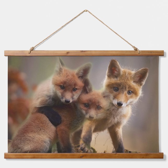 Foxy Triplets Hanging Tapestry (Front)