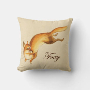 "Foxy" - Vintage Japanese sketch of a fox Cushion