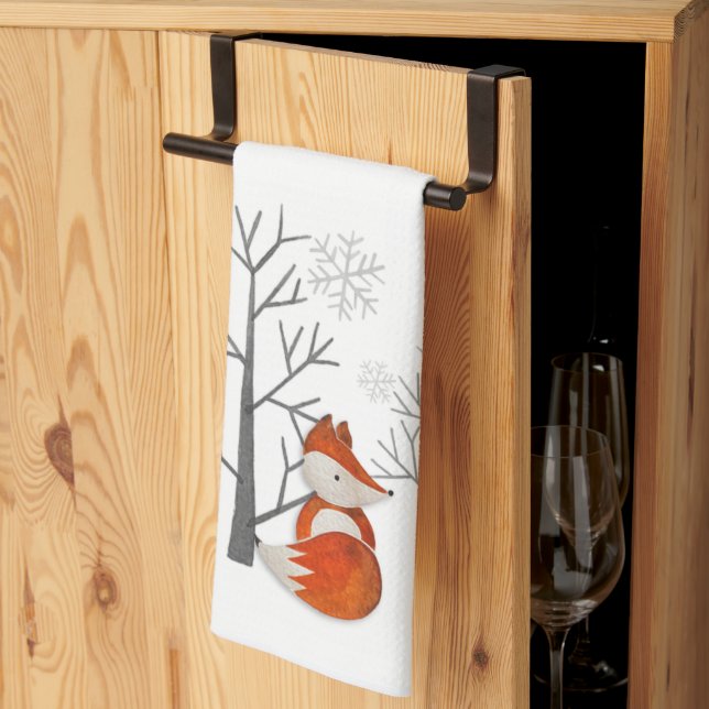 Foxy Winter Forest Kitchen Towel (Thirds Fold)