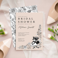 Foxy Woodland Fox Bride Elegant Sketched Florals
