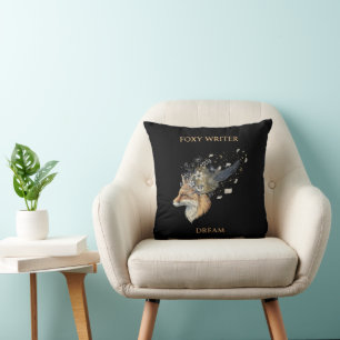 Foxy Writer Celestial Dream Whimsical Fox & Quil Cushion