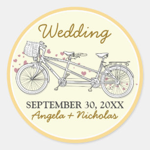 {FP} Tandem Bicycle Wedding Invite Seal (yellow)