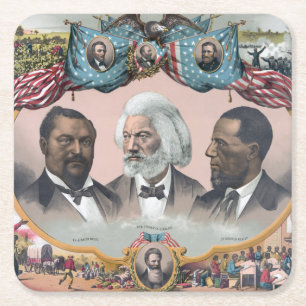 Fr3d3rick Bailey Douglass with Black Abolitionist Square Paper Coaster