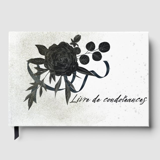 FR | Condolence Book - Black Rose (Front)