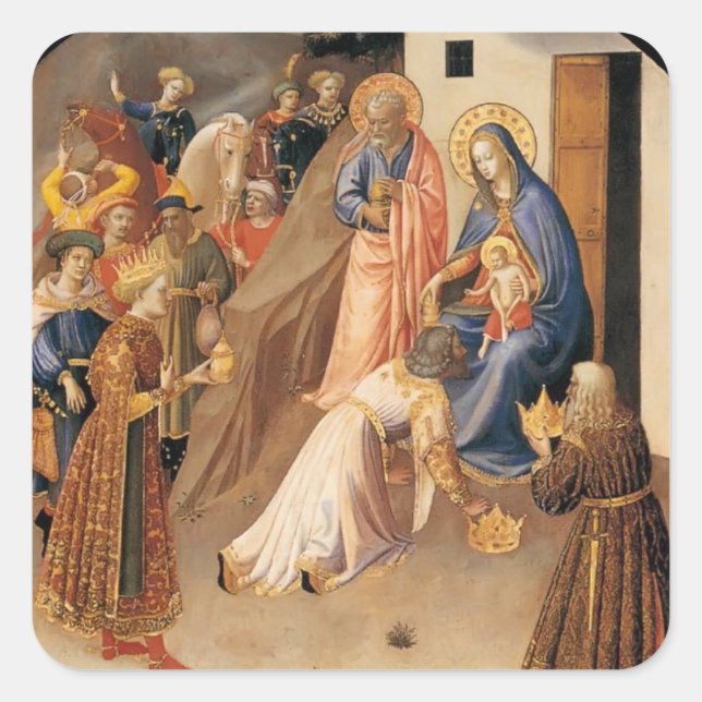 Fra Angelico- Adoration of the Magi Square Sticker (Front)
