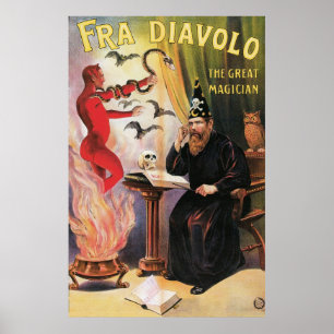 Fra Diavolo ~ The Great Magician Vintage Magic Act Poster
