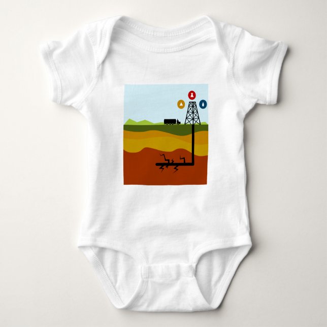 Fracking Oil Diagram Baby Bodysuit (Front)