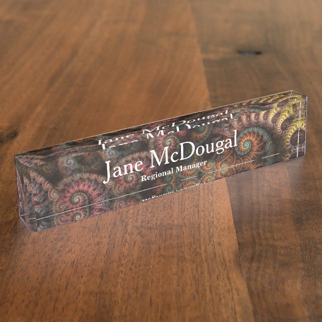 Fractal 04 ~Dark ver.~ Personalised Desk Nameplate (Side)
