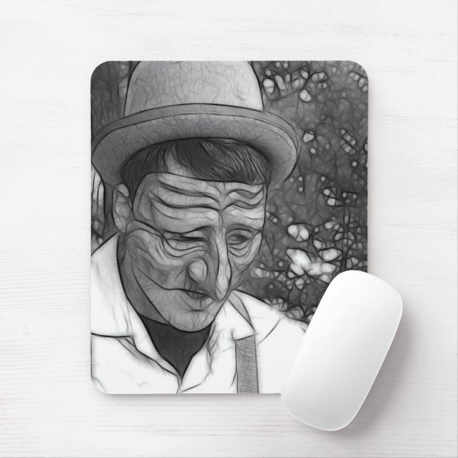 Fractal Abstract of Sad Man Mouse Pad (With Mouse)