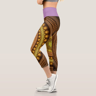 Fractal And Purple  Capri Leggings