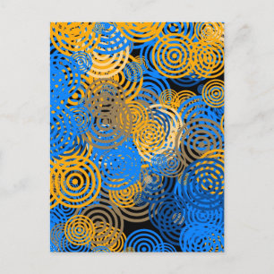 Fractal Art Blue Circles Swirl Mandala Wall Art Postcard