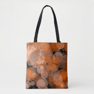 Fractal Art Copper Geometric Circles Swirl Mandala Tote Bag