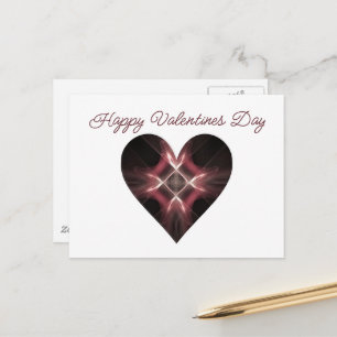 Fractal Art Heart Red and Black Happy Valentine's  Holiday Postcard