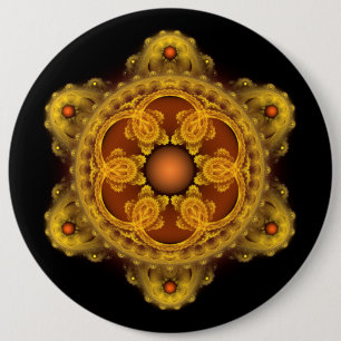 Fractal art mandala 6 cm round badge