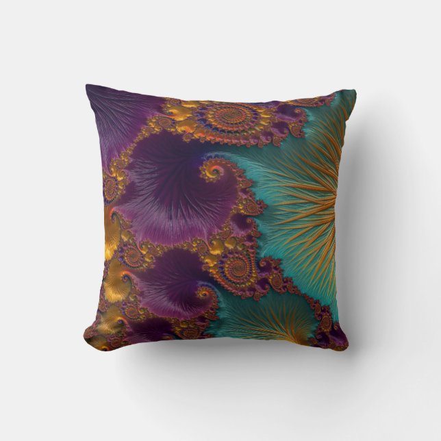 Fractal Art Purple/Brown Throw Pillow (Front)