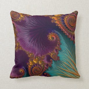 Fractal Art Purple/Brown Throw Pillow