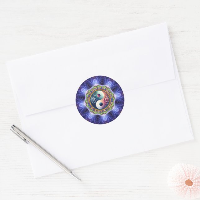 Fractal Artistry Life Compass Direction Balance Classic Round Sticker (Envelope)