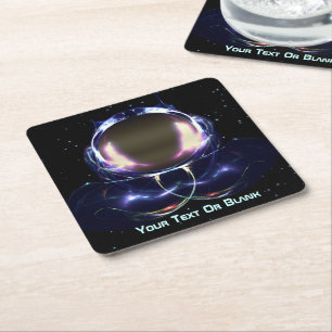 Fractal Astronaut Square Paper Coaster