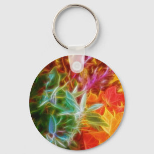 Fractal Autumn Leaves Rainbow Key Ring