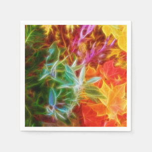 Fractal Autumn Leaves Rainbow Napkin