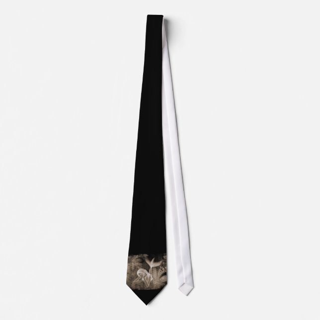 Fractal Background 3D Mermaid Brown Negative Tie (Front)