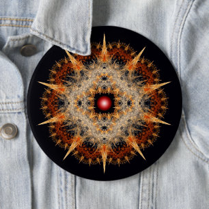 Fractal barbed star ornament 6 cm round badge