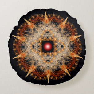 Fractal barbed star ornament round cushion