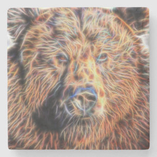 Fractal Bear Stone Coaster